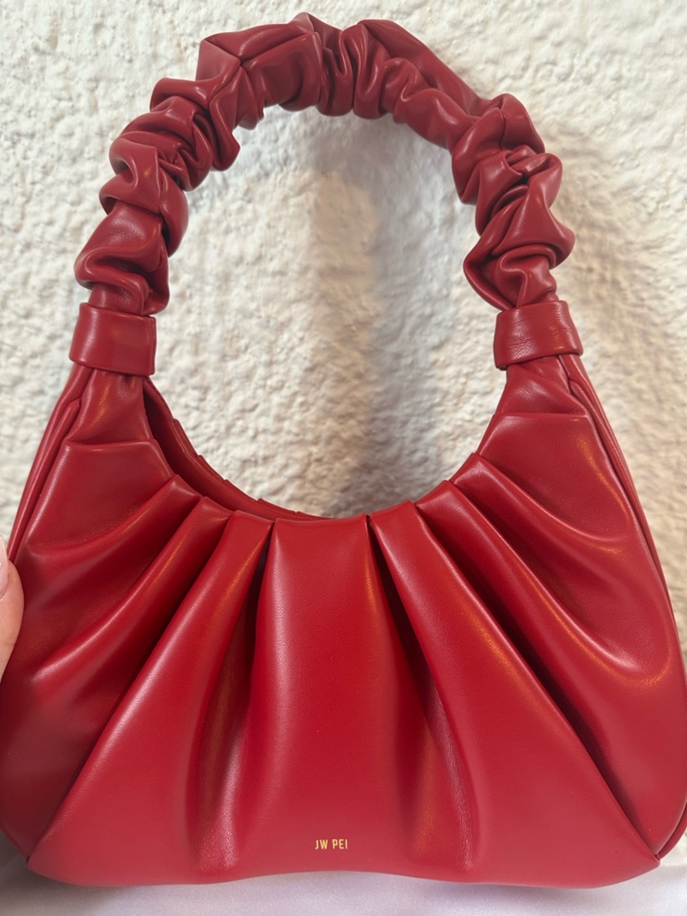 JW PEI Chili Red Gabbi Ruched Hobo Handbag Excellent Used Condition - Picture 4 of 8